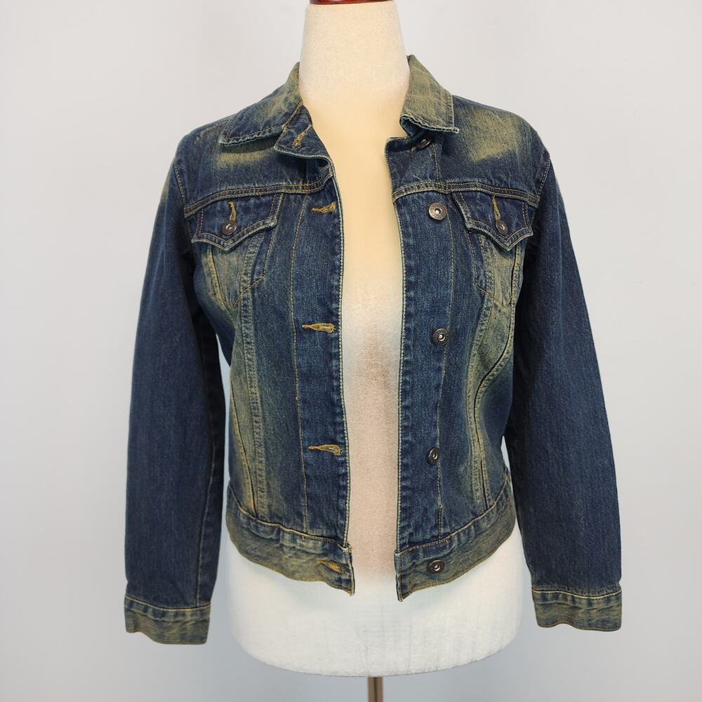 Steve & Barry Womens Jean Jacket Size M Cotton Distressed Cowgirl Ranch Trucker
